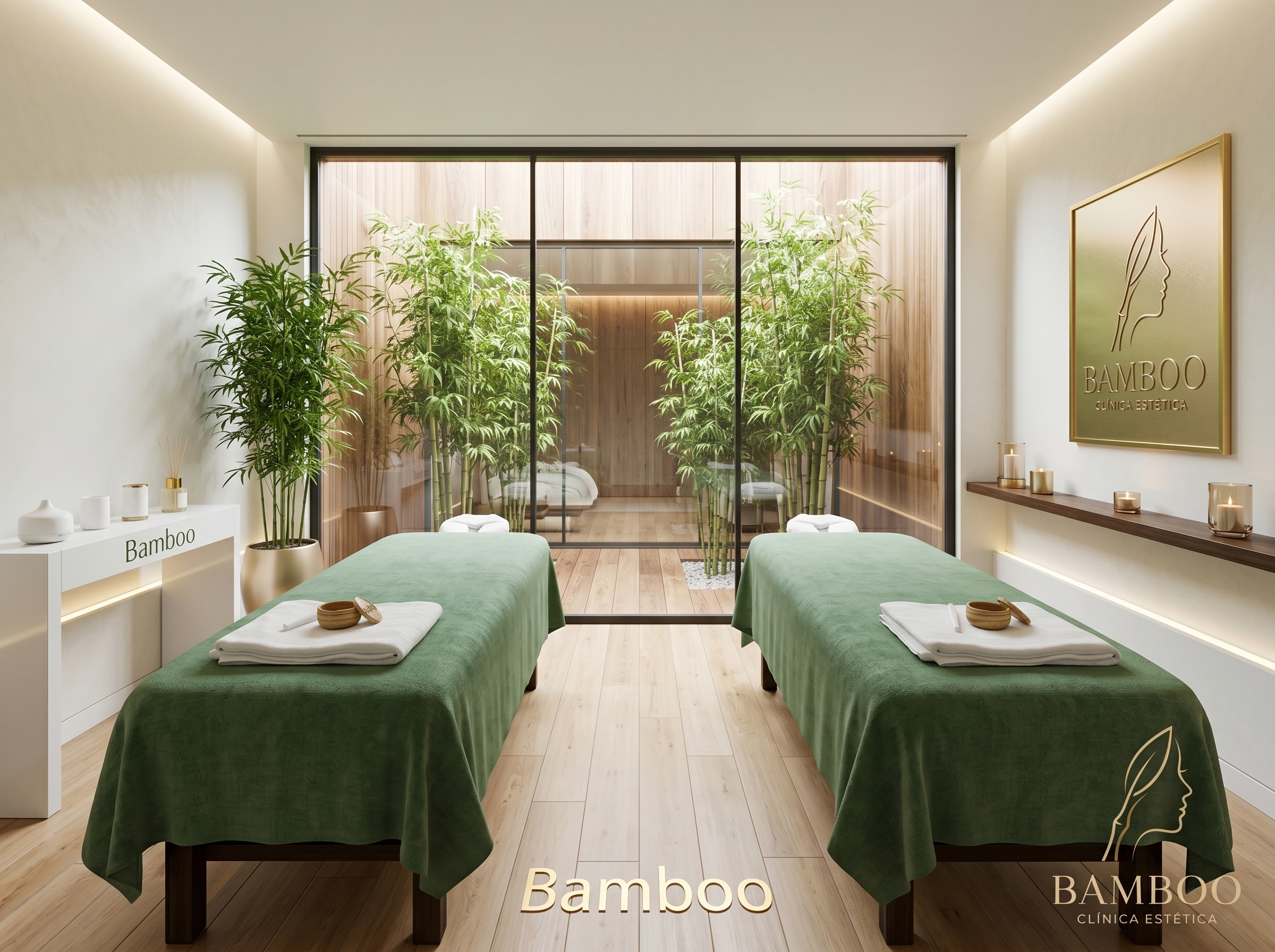 Instalaciones de Centro Estética Bamboo, cabina doble con luz natural